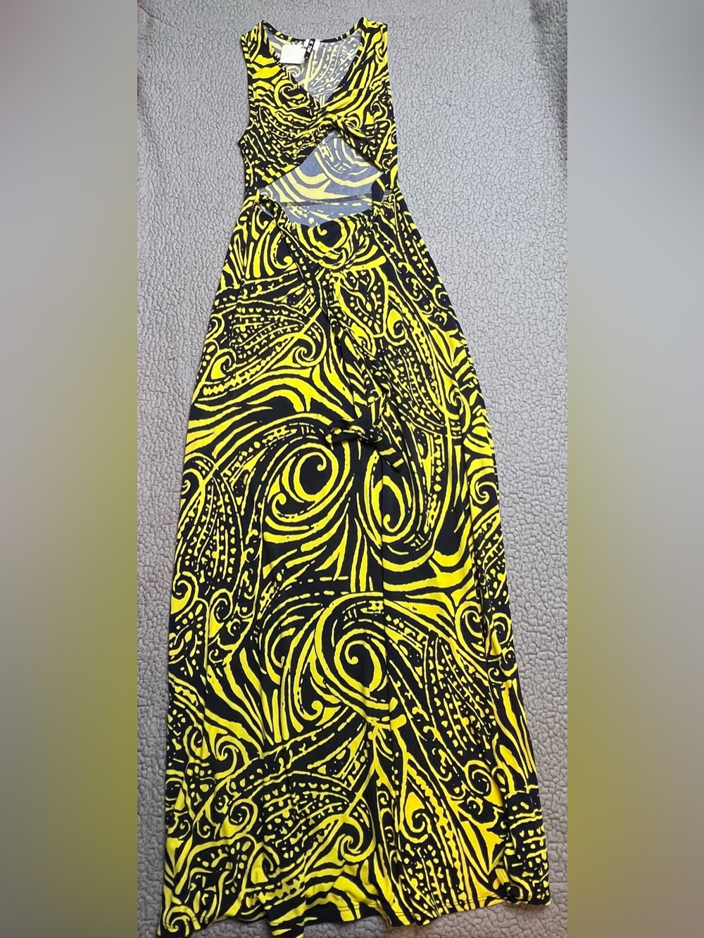 Polynesian Style Maxi Dress Womens Size Small Yellow And Black New With Tags